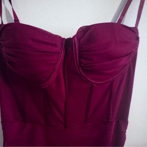 Elegant Burgundy Bustier Dress